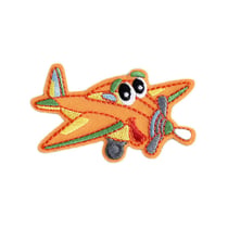 Ecusson  transports rigolos avion orange 6,2cm x 4cm