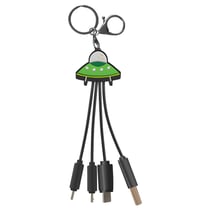 YELLO KOKO Câble 3 en 1 Andy USB-C/Micro-USB/Lightning vers USB-A Soucoupe Format Porte-clé Noir / Vert