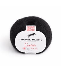 Pelote à tricoter laine et mohair CANTATE - Cheval blanc 012 Noir