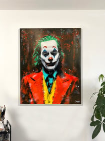 Tableau contemporain — peinture originale sur toile — The Joker — pop art cinéma — Œuvre unique Calbarracin — 100 x 80 cm