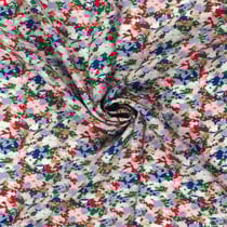 Tissu Crêpe de Viscose fleurs Lia sur fond Parme