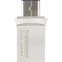 Clé USB TRANSCEND JetFlash 890 - 64 Go - USB 3.1/USB 3.0 - Noir, Gris
