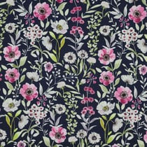 Tissu Softshell Digital Poppy Fleuris rose et vert sur fond Noir