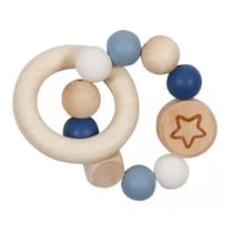 Hochet en bois et silicone étoile bleu - Goki