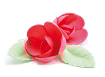 4 roses rouges +6 feuilles vertes azyme (blister)