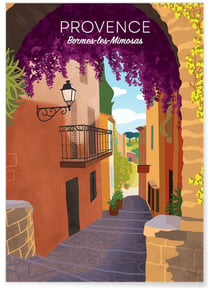 Affiche ville Bormes-les-Mimosas | A3 : 29,7x42cm