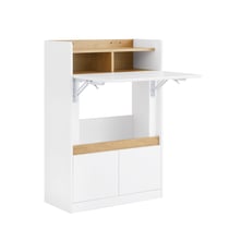 SoBuy FWT109-WN Bureau Pliant, Table d'Ordinateur Rabattable, Table de Bureau, Petite Bureau avec Étagères de Rangement, Table de Travail, Table Informatique
