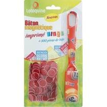 Baton magnetique bingo rouge + 100 pions de loto - ramasse pions - lotoquine