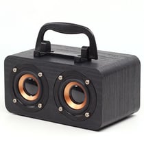 Enceinte Bluetooth Retro Bois Son Subwoofer Puissant Autonomie Longue Durée Beige YONIS