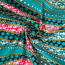 Tissu Coton Wax pailleté Nubia Jade et or