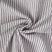 Tissu Coton d'ameublement Simone rayé Bleu denim sur fond Blanc cassé