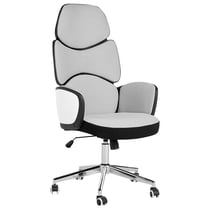 Fauteuil de Bureau en Tissu Gris Clair et Noir Siège Pivotant pour Ordinateur Siège Réglable Dossier Inclinable