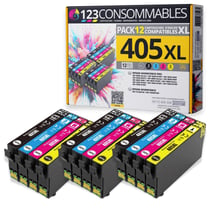 405XL - Pack 12 cartouches Epson 405XL compatibles WF-3820DWF 4820DWF 7840DTWF - 123CONSOMMABLES