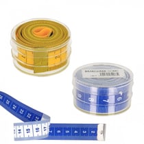 Mètre ruban 1.5m double face bleu et blanc boîte plastique