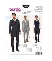 Patron Burda 6871 Costume complet et gilet du 44 au 54 taille n°FR 44-54