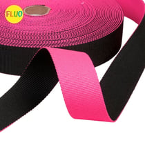 Bobine 20m sangle bicolore réversible 38mm noir/rose fluo