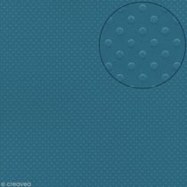 Papier scrapbooking Bazzill 30 x 30 cm - Pois - Surf (bleu)