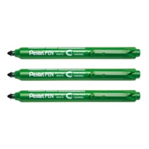 Lot de 3 marqueurs permanents rétractables - PENTEL - Pointe conique moyenne - Vert