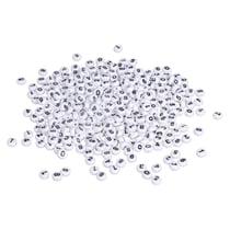 Perles en plastique avec chiffre, 6mm ø, blanc, blister 40g