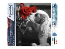 Diamond Painting Broderie Diamant Figured’Art 40x50cm toile entière roulée avec diamants carrés - Chien et Rose
