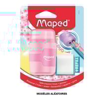 Taille-crayons 2 trous + gomme blanche - Avec réservoir - Couleurs pastel - Maped