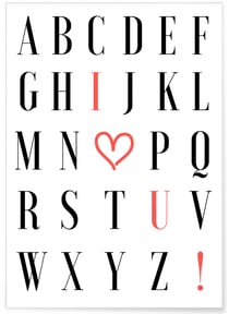 Affiche I love U ! | A3 : 29,7x42cm