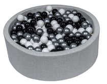 Piscine à balles Aire de jeu + 450 balles noir, blanc, argent - Velinda