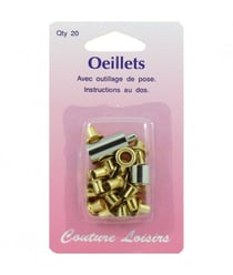 Oeillets avec outillage couleur laiton X 20 - Distrifil Bz Marron