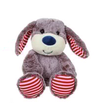 Peluche - Les marinières - chien marron rayures rouges - 24 cm