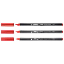 Lot de 3 feutres de coloriage pointe ronde moyenne - EDDING 1300 - Rouge - 2 mm
