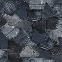 Tissu Jersey Coton digital Poppy imprimé poches de jean Bleu