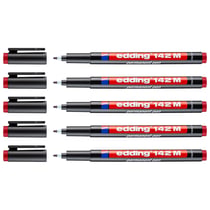 Lot de 5 marqueurs permanents - EDDING - Pointe moyenne 1 mm - Rouge