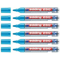 Lot de 6 marqueurs tableaux blancs EDDING 250 - Bleu Clair - Pointe ronde 1,5-3 mm
