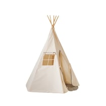 Tente Tipi Pompoms Gris avec tapis