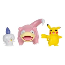 Pokémon - Pack 3 figurines Battle Figure Set Pikachu Female, Funécire, Ramoloss 5 cm - Jazwares