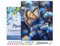 Peinture par Numéro Figured'Art avec Cadre - Papillons et Fleurs bleues - Kit de Loisir Créatif DIY Numéro d'Art Complet - 40x50cm toile tendue sur châssis