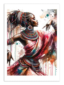 Affiche 50 x 70 cm -  Watercolor African dancer - Chromatic fusion studio