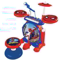 Batterie électronique lumineuse pour enfant SpiderMan avec clavier, cymbales et tabouret