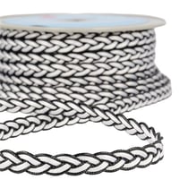 Bobine 15m Galon tressé Blanc/noir 12mm