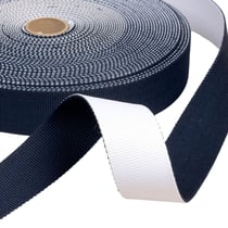 Bobine 20m sangle bicolore réversible 38mm bleu marine/blanc