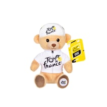 Peluche - Peluche Officielle Ours Tour de France "Maillot et Casquette Meilleur Jeune Vainqueur blanc" – 15 cm