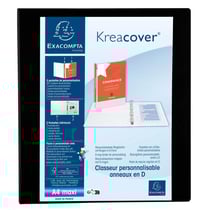 Classeur PP personnalisable Kreacover - 4 anneaux en D 40mm - A4 maxi - Noir - x 10 - Exacompta