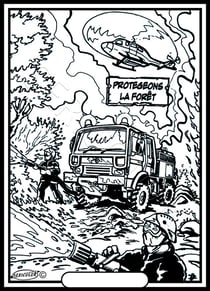 Tableau velours a colorier Camion et hélicoptère pompiers Sericolor