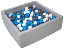 Piscine à balles pour enfant, 90x90 cm, Aire de jeu + 450 balles blanc, bleu, gris - Velinda