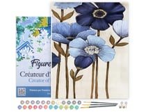 Peinture par Numéro Figured'Art avec Cadre - Fleurs bleues - Kit de Loisir Créatif DIY Numéro d'Art Complet - 40x50cm toile tendue sur châssis