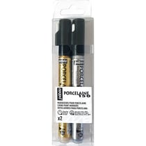 2 feutres pour porcelaine - Pébéo - Porcelaine 150 - Pointe normale 1,2mm - Or - Argent