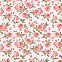 Tissu Coton imprimé Roses Lia sur fond Blanc