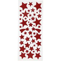 Stickers pailletés - Étoiles rouges - 110 pcs