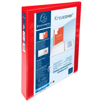 Classeur personnalisable rigide 2 poches KreaCover - 4 anneaux en D 30mm - A4 maxi - Rouge - x 10 - Exacompta