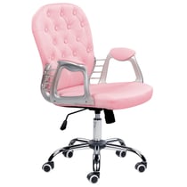 Chaise de Bureau à Roulettes Cuir PU Rose avec Dossier Capitonné et Aspect Luxueux et Confort pour Intérieurs Glamour Tendance Beliani